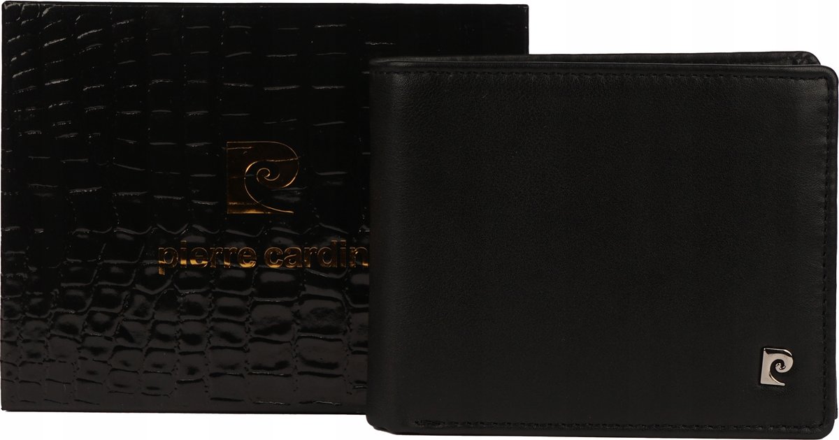 Pierre Cardin Oryginalny Czarny Portfel Męski Skórzany Duży RFID Secure