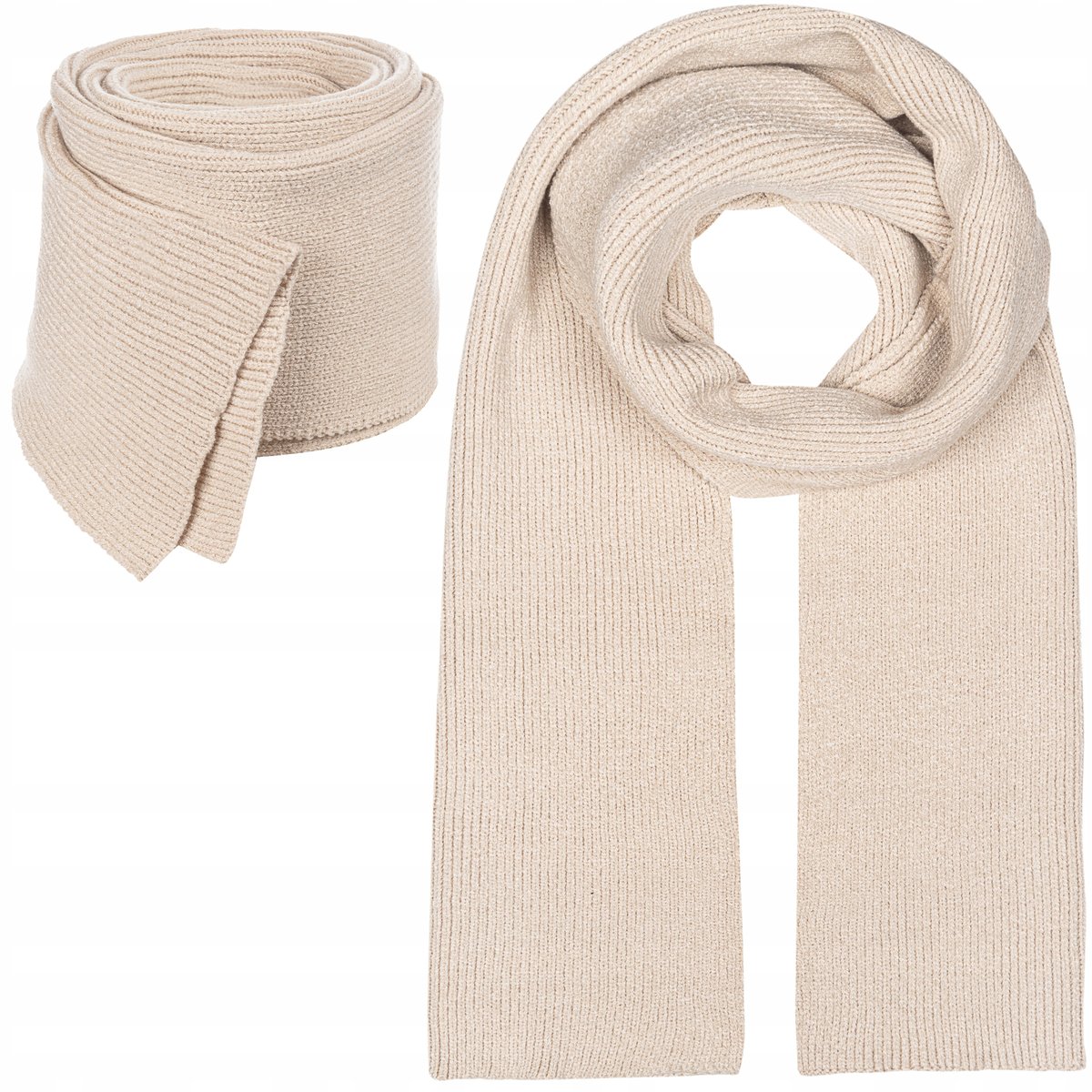 SZAL SZALIK Damski Zimowy Jesienny BEŻ BEŻOWY 180x30 cm