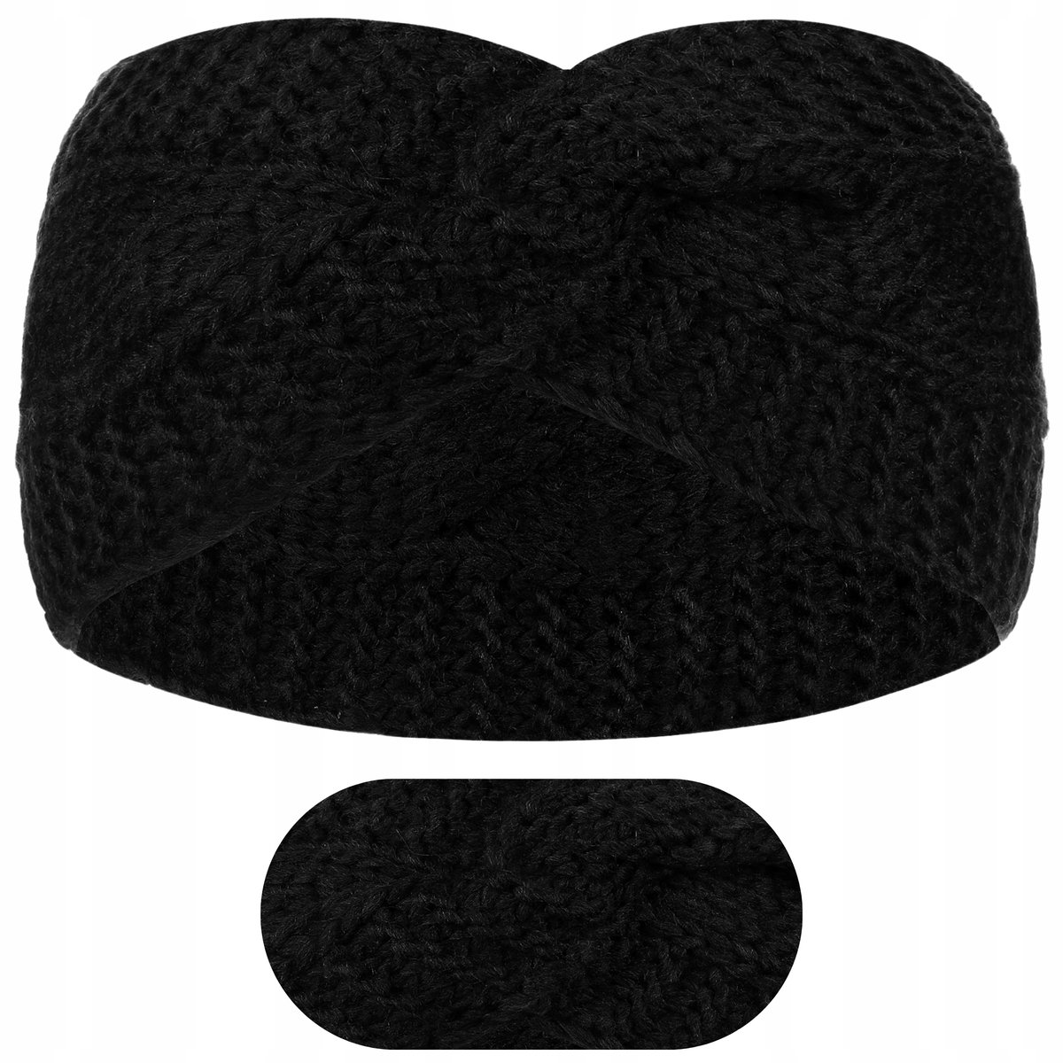 OPASKA DAMSKA ZIMOWA JESIENNA PLECIONA 11cm Polska Marka MAJKA CZARNA