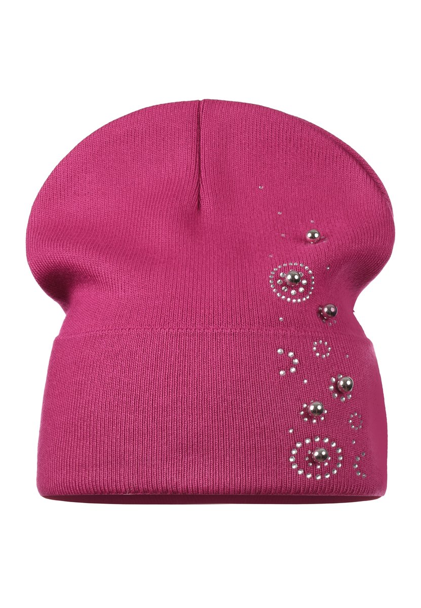 Damska Czapka Beanie Jesienna Zimowa Zimę Zdobiona Polska Marka Fuksja