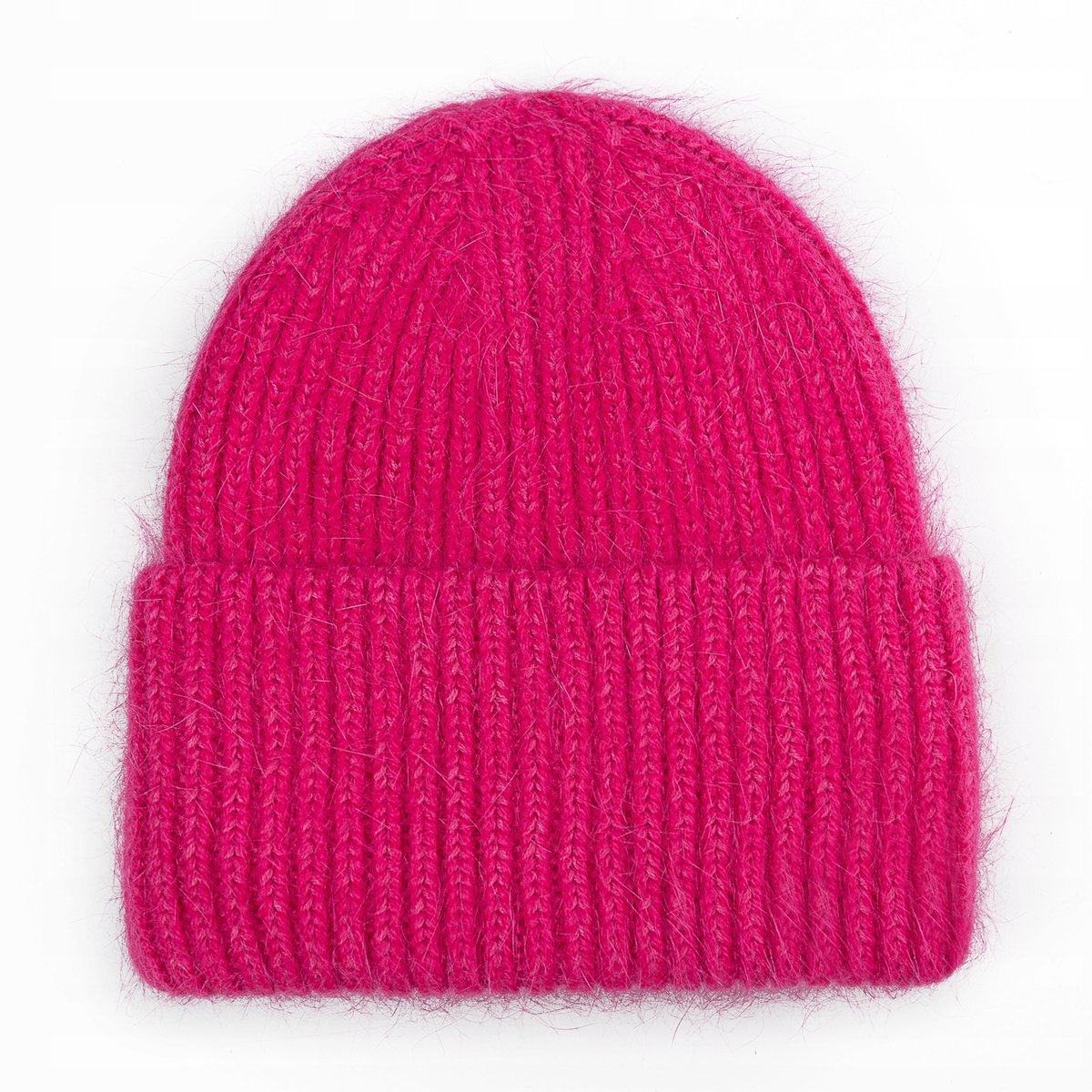 CZAPKA BEANIE DAMSKA WEŁNIANA WEŁNA ZIMOWA NA ZIMĘ 60% Angora RÓŻOWA