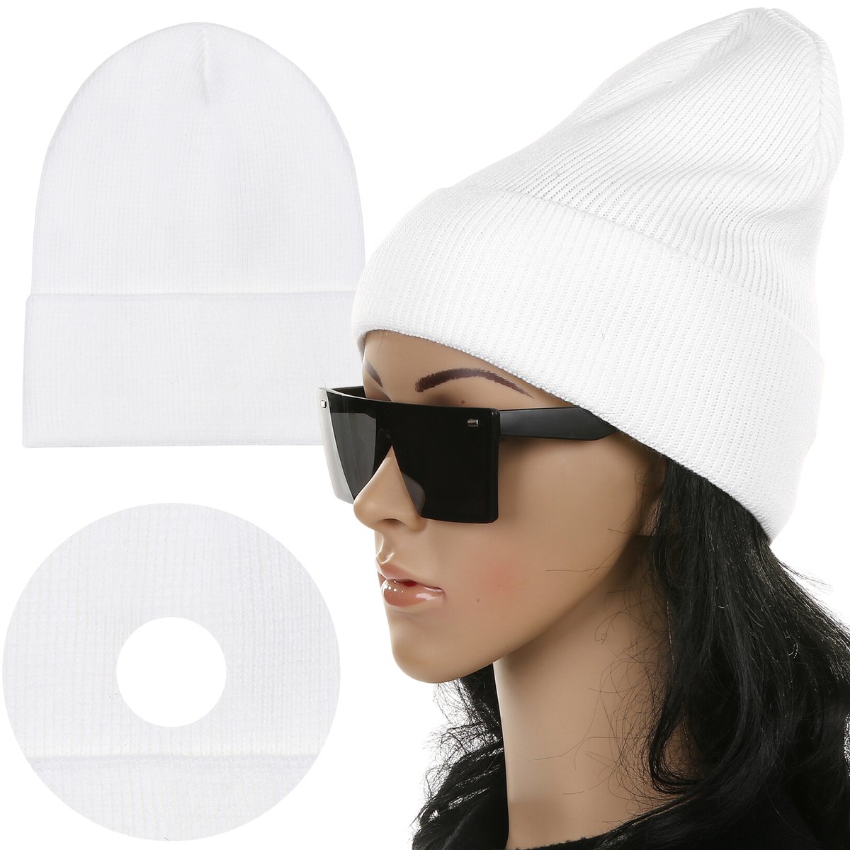 Czapka Kobieca Zimowa Damska Beanie Jesienna Zimowa Na Zimę Biała Biel