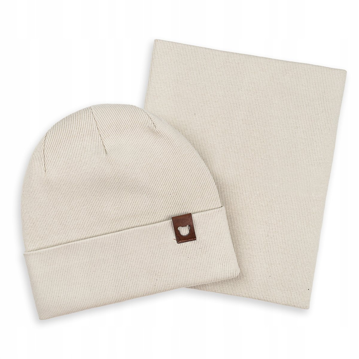 KOMPLET DZIECIĘCY ZIMOWY JESIENNY CZAPKA ZIMOWA + KOMIN PRĄŻEK POLAR 40-46