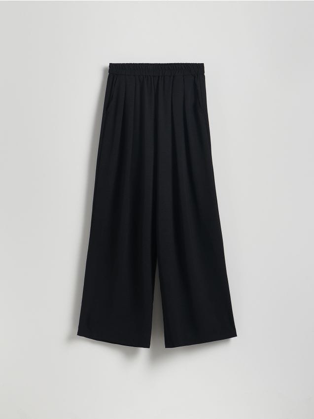 Reserved - Luźne spodnie z zakładkami - czarny