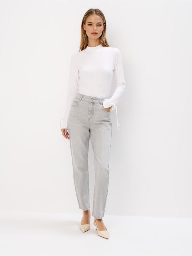 Mohito - Jeansy mom slim push up - szary