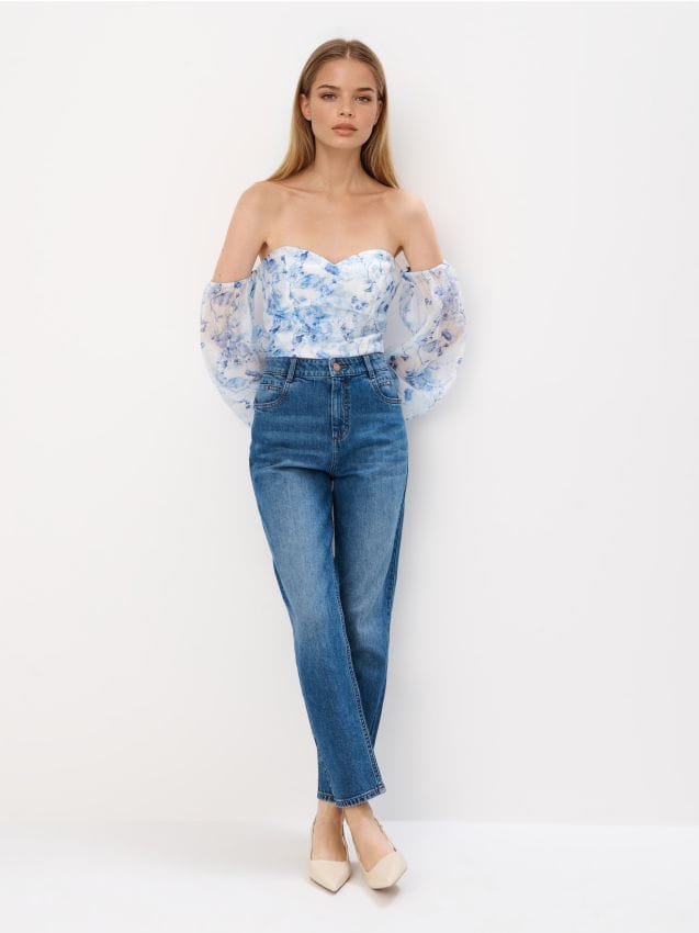 Mohito - Jeansy mom slim push up - niebieski