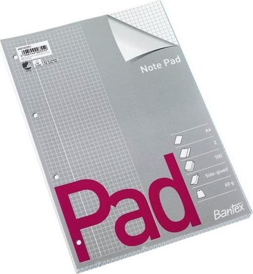 Bantex BANTEX STANDARDBLOK, A4, KVADRERET, HULLET 2-PAKK