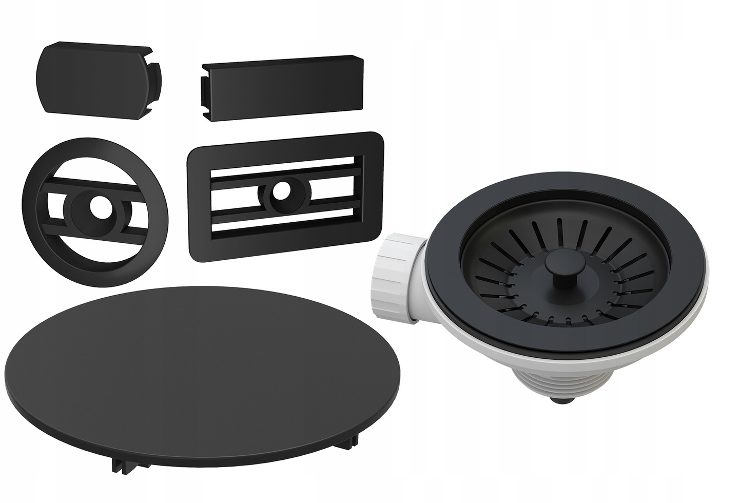 MASKOWNICA ZAŚLEPKA ODPŁYWU CZARNA PRZELEW PROSTOKĄTNY I OKRĄGŁY DO ZLEWU