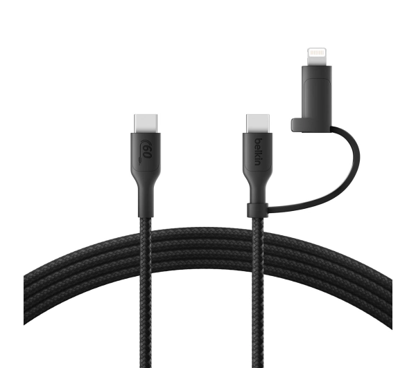 Belkin 2w1 USB-C do Lightning 60W 1,5m Czarny