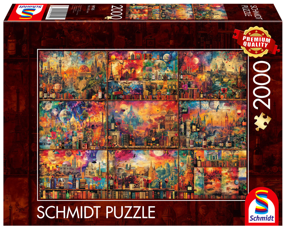 Schmidt, Puzzle PQ Podróże z książką i winem, 2000 el.
