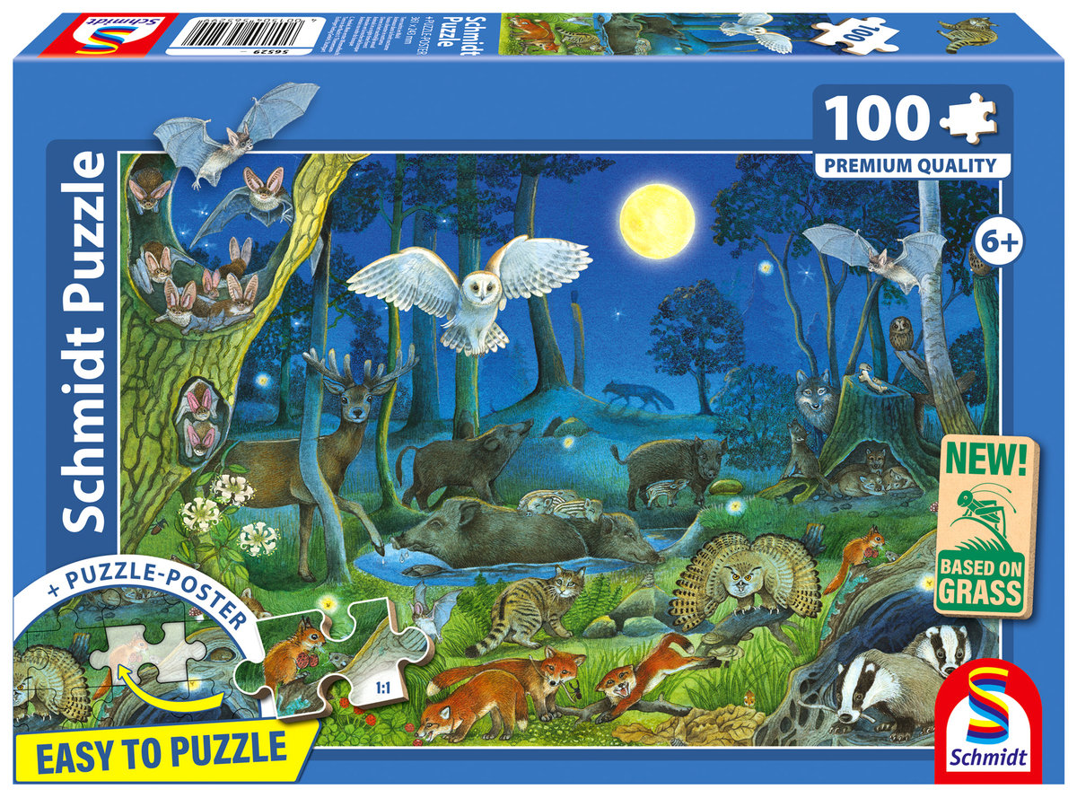 Schmidt, Puzzle PQ Zwierzęta w lesie, 100 el.