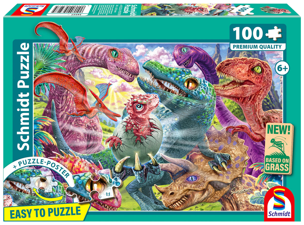 Schmidt, Puzzle PQ Duże przygody małych dinozaurów, 100 el.