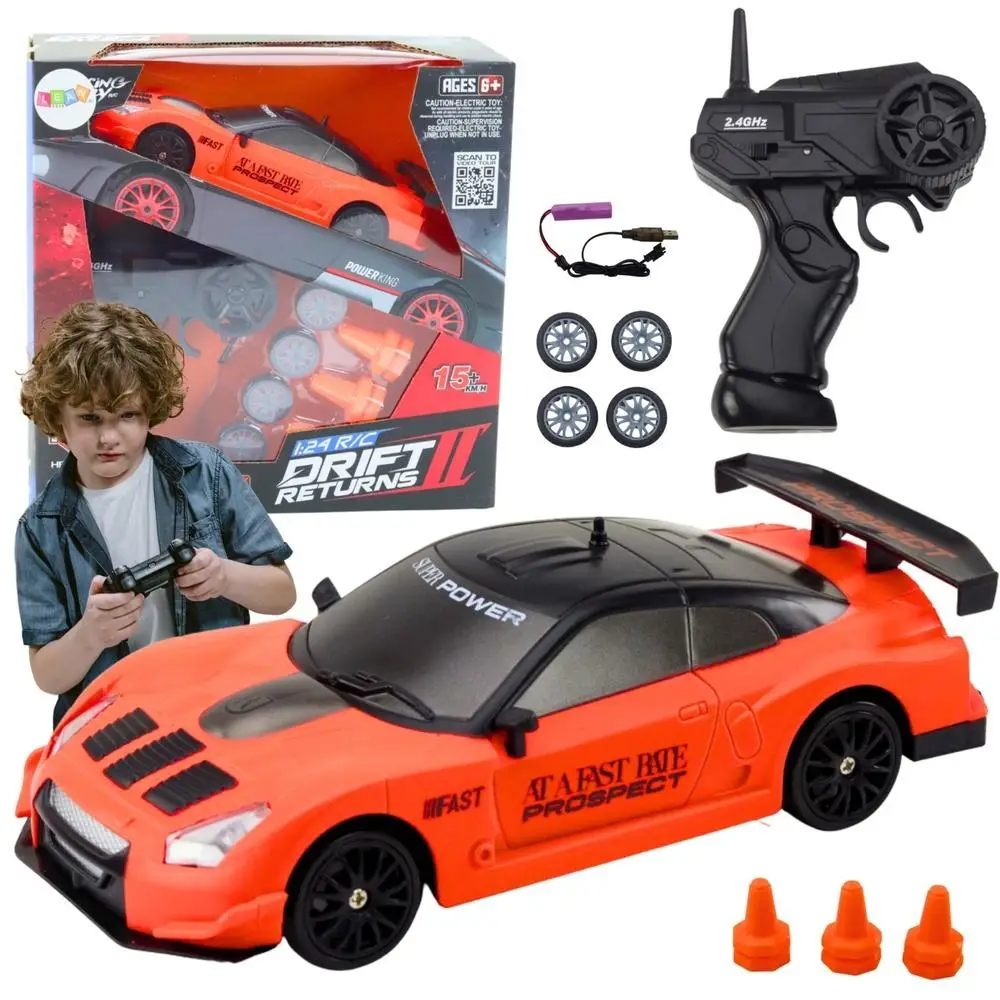 Auto sportowe R/C 1:24 pomarańczowe - Leantoys