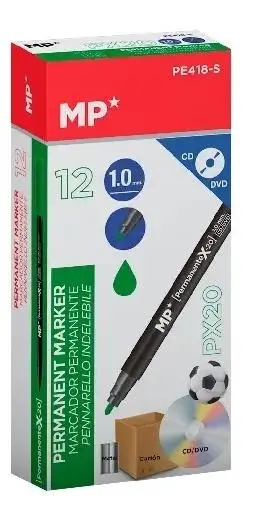 Marker permanentny 1,0mm do CD/DVD zielony (12szt) - MP Main Paper