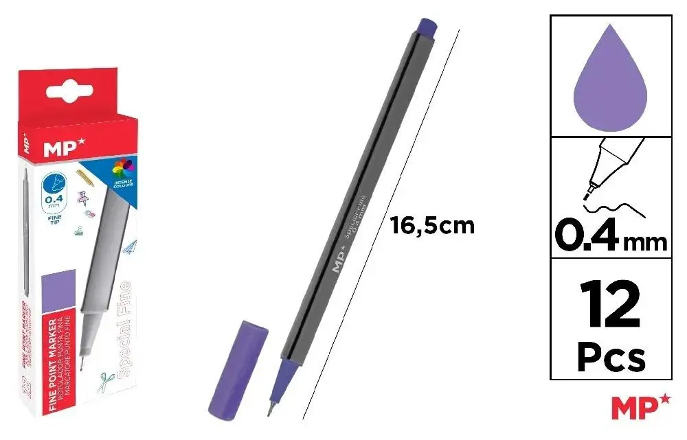Cienkopis 0.4mm fioletowy (12szt) - MP Main Paper