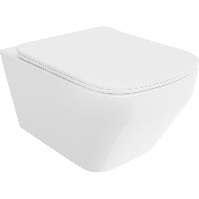 Mexen Riva miska wc Rimless Tornado z deską wolnoopadającą slim, duroplast, biała połysk - 30630200T