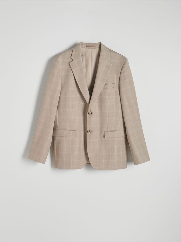 Reserved - Marynarka slim fit z wiskozą - beżowy
