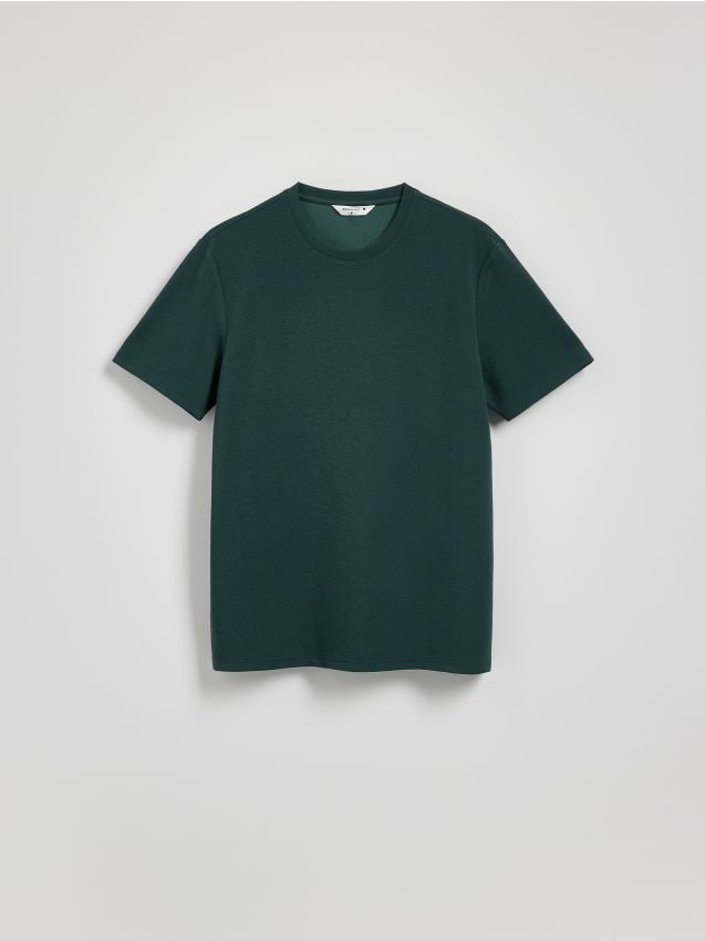 Reserved - Gładki t-shirt regular fit - zielony