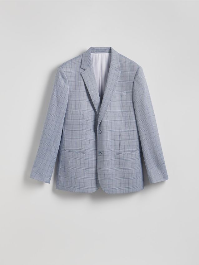 Reserved - Marynarka slim fit w kratę - niebieski