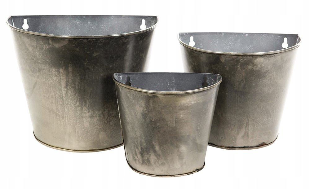 3 szt. DONICA CLOUDY srebrna metalowa