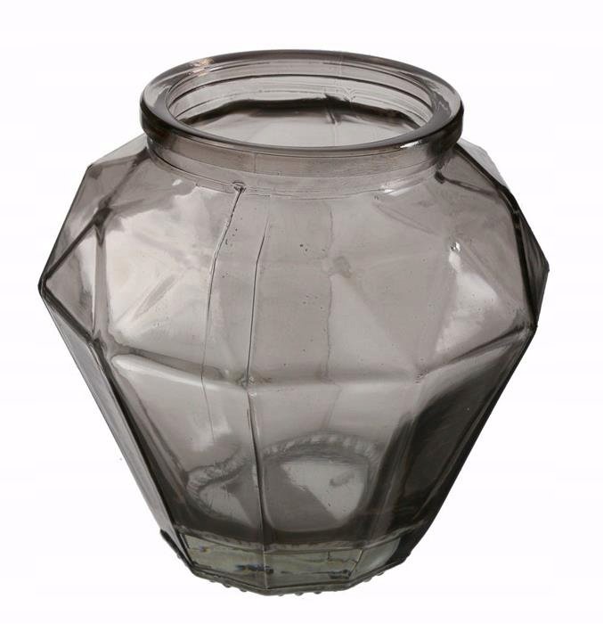 ŚWIECZNIK tealight szklany SZARY wys. 10cm