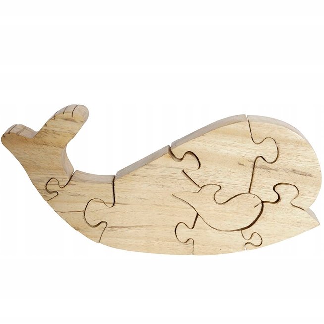 UKŁADANKA MONTESSORI DLA DZIECI KLOCKI WIELORYB drewniana logiczna 25cm
