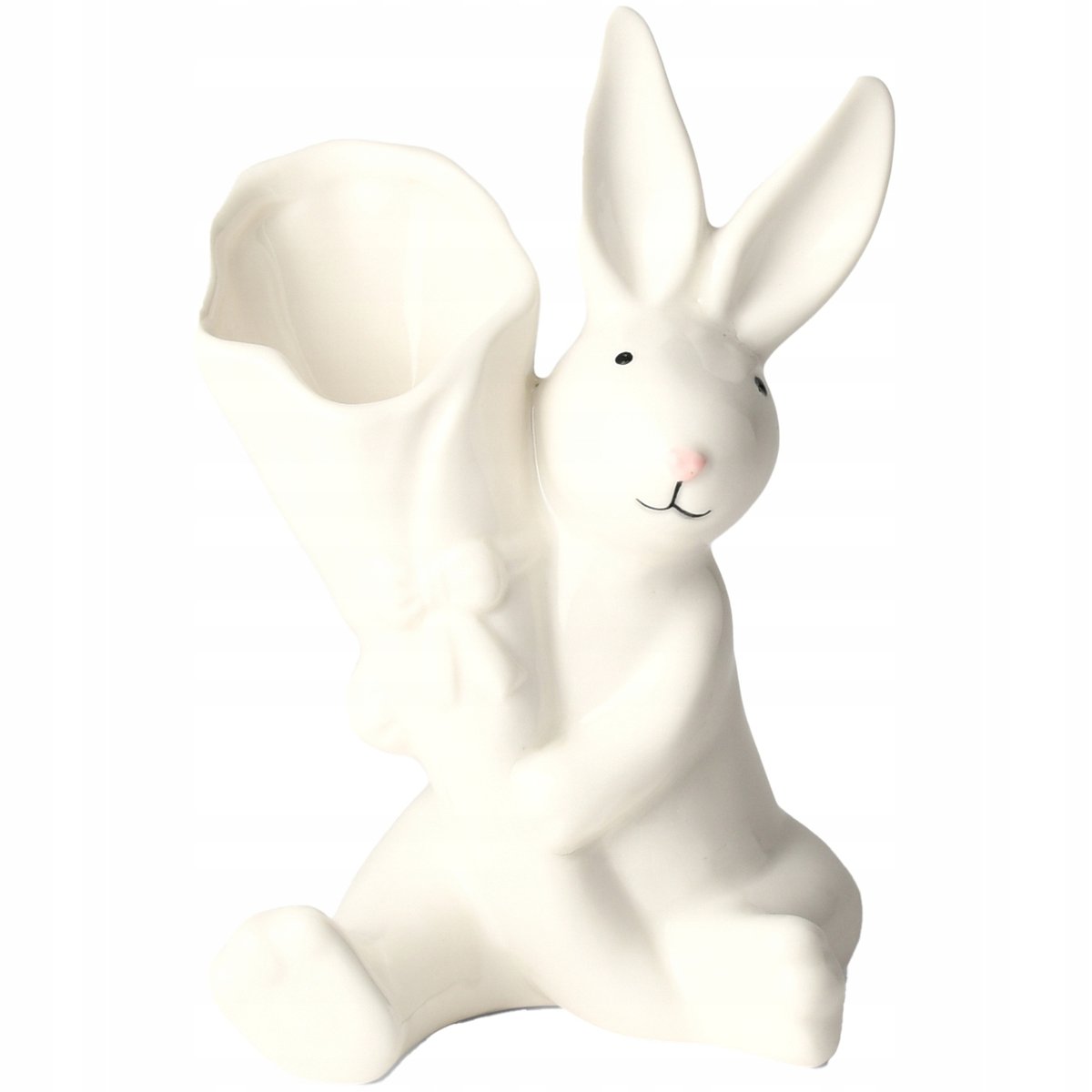 WIELKANOCNY ZAJĄC WAZON WAZONIK BIAŁY na Wielkanoc prezent ceramiczny 14cm