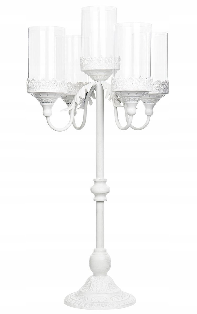 ŚWIECZNIK KANDELABR retro biały mat wys. 73cm
