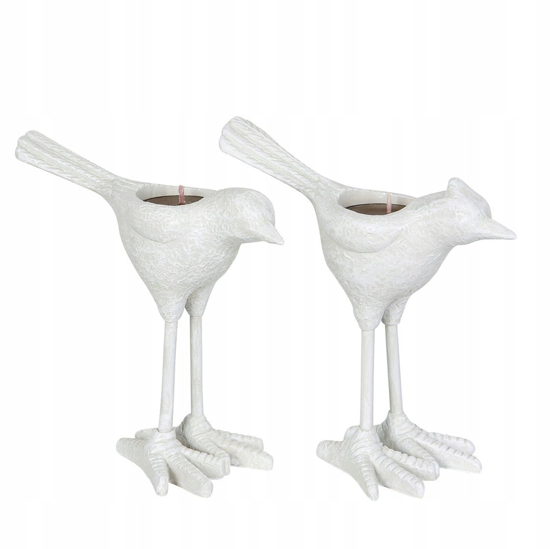 2 szt. ŚWIECZNIK tealight PTAK biały