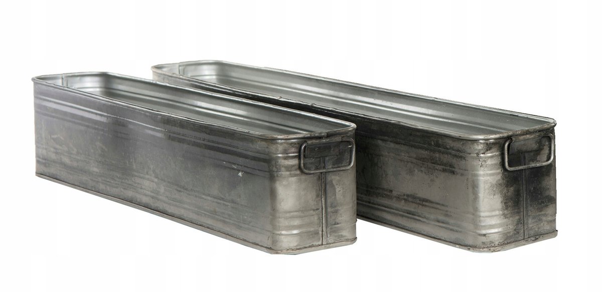 2 szt. DONICA LUKE loft METALOWA srebrna DŁUGA