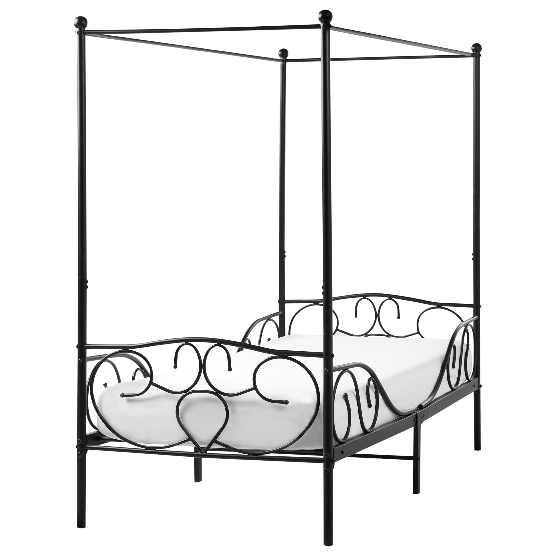 Łóżko z baldachimem Metal SORMERY 90 x 200 cm Czarny