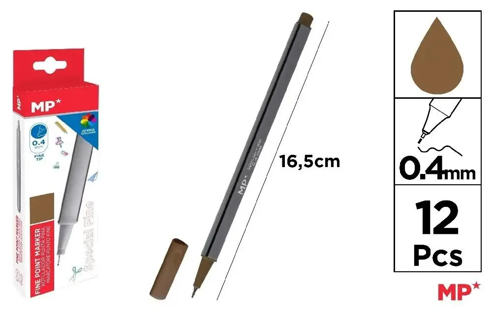 Cienkopis 0.4mm brązowy (12szt) - MP Main Paper