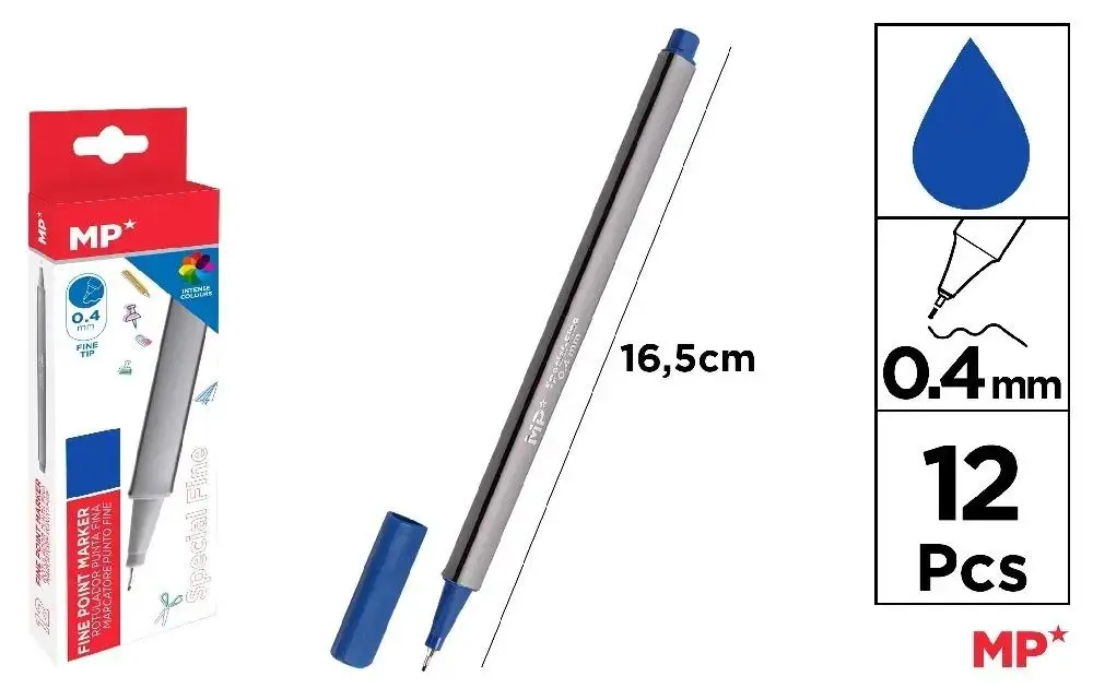 Cienkopis 0.4mm ciemnoniebieski (12szt) - MP Main Paper
