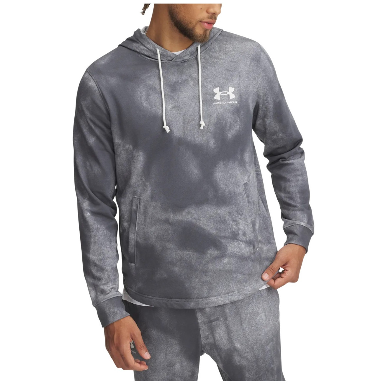 Męska bluza Under Armour Rival Terry AOP Hood Q1 Rozmiar: XXL / Kolor: szary