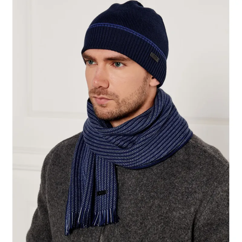 BOSS BLACK Szal + czapka Ernesto_SET | z dodatkiem wełny
