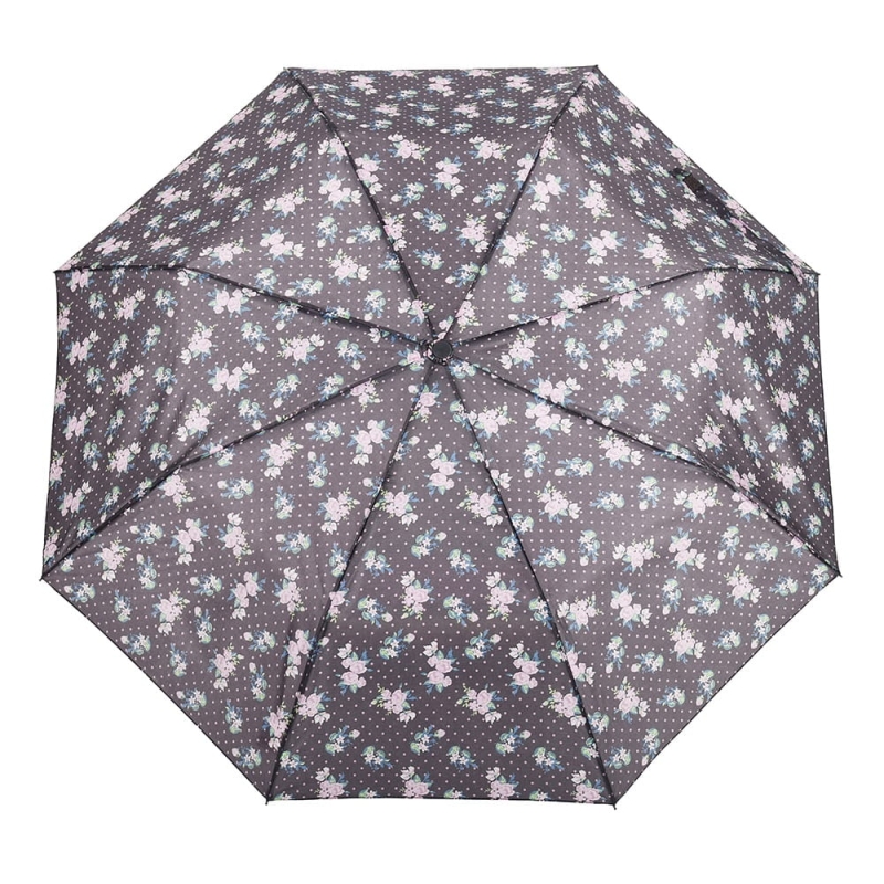 Parasol damski Perletti Basic Mini półautomatyczny składany szary w kwiaty