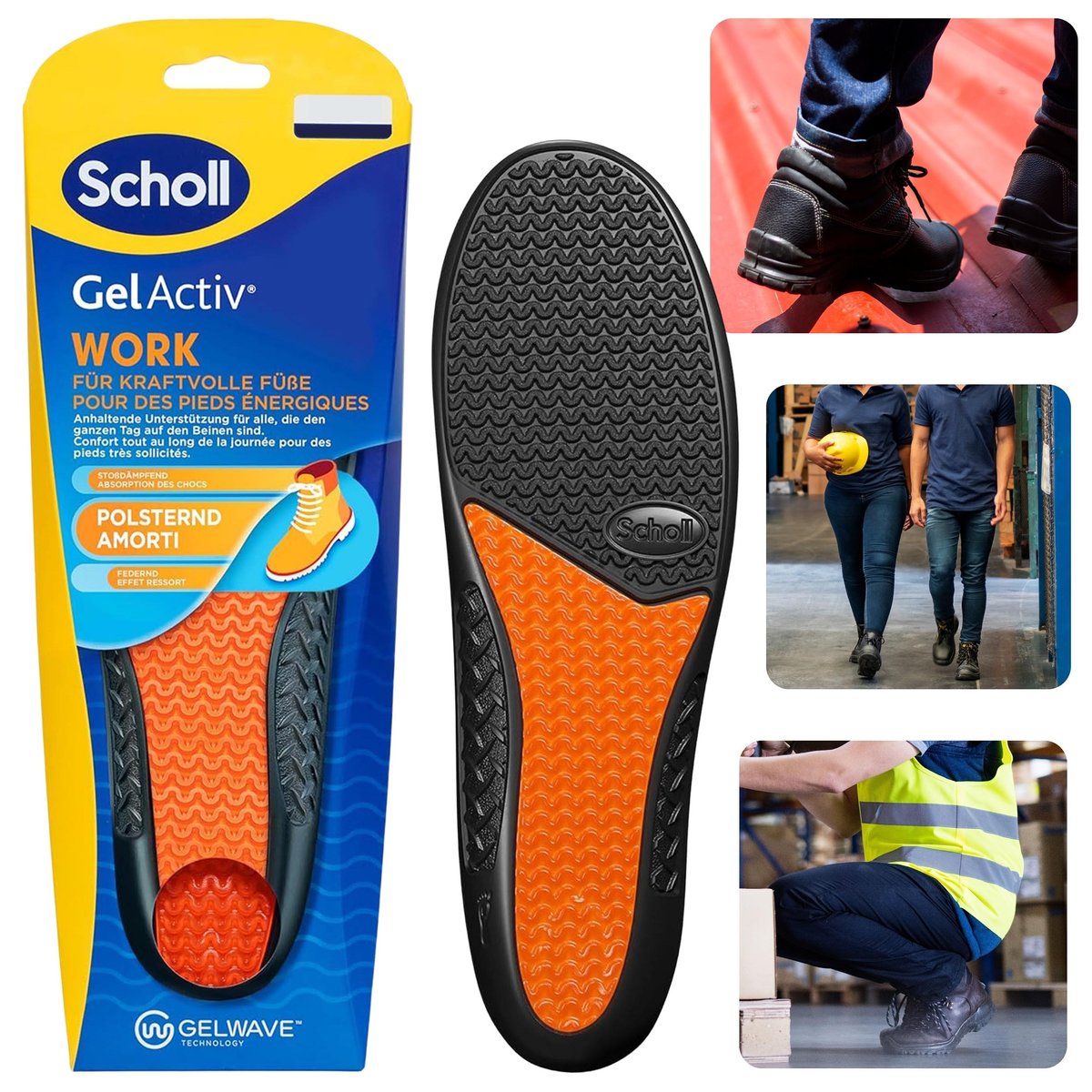 SCHOLL GelActiv Work Żelowe wkładki do butów do pracy, obuwie robocze, amortyzujące 35,5-40,5