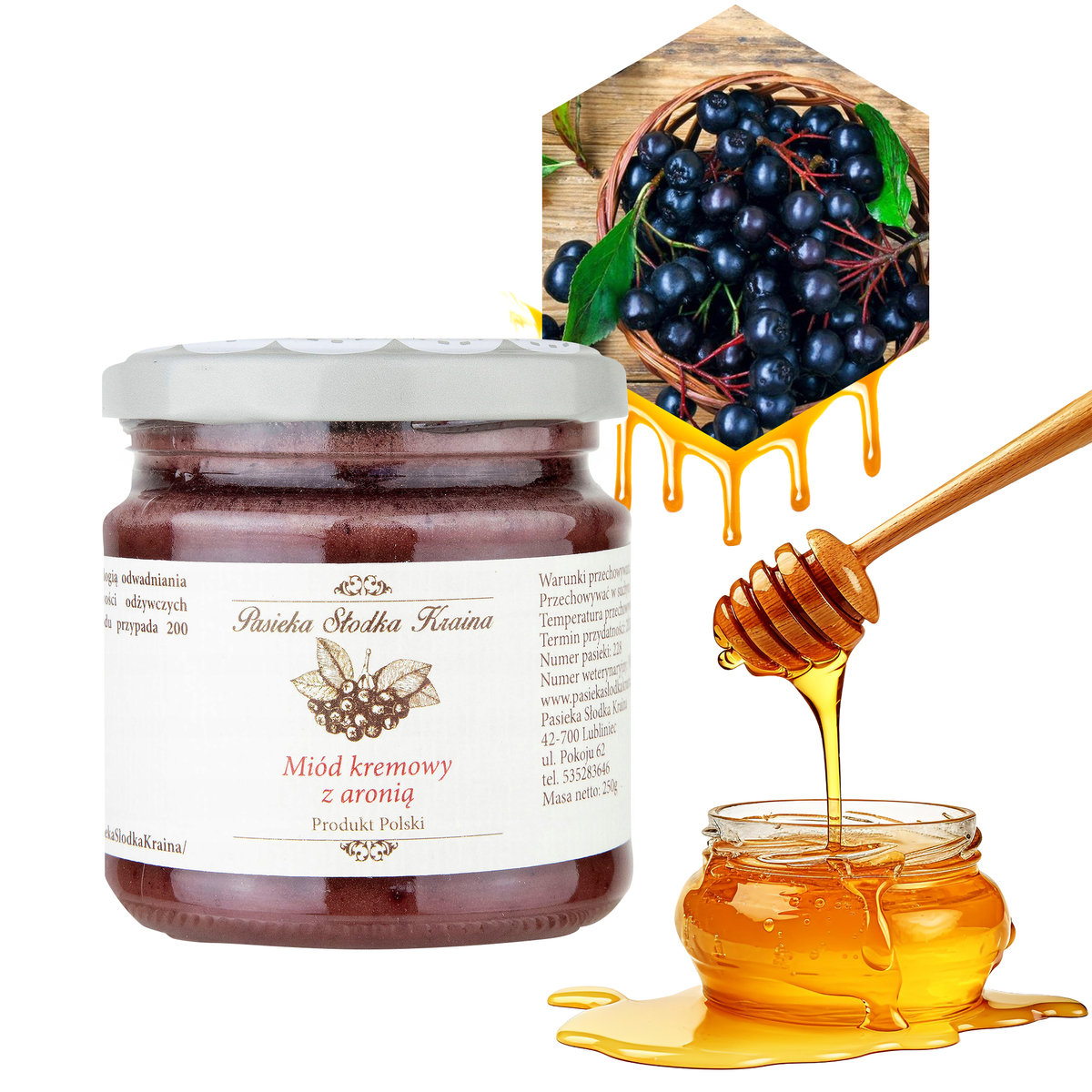 PASIEKA SŁODKA KRAINA MIÓD KREMOWY Z ARONIĄ 250G