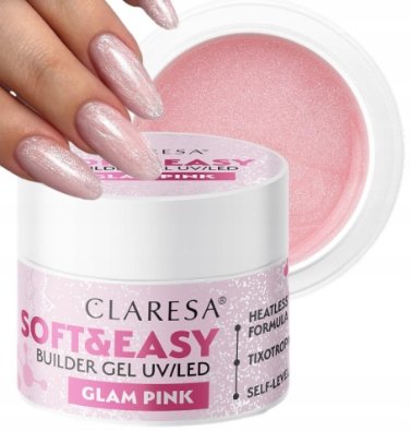CLARESA SOFT & EASY ŻEL BUDUJĄCY DO PAZNOKCI Z TIKSOTROPIĄ GLAM PINK 45 g
