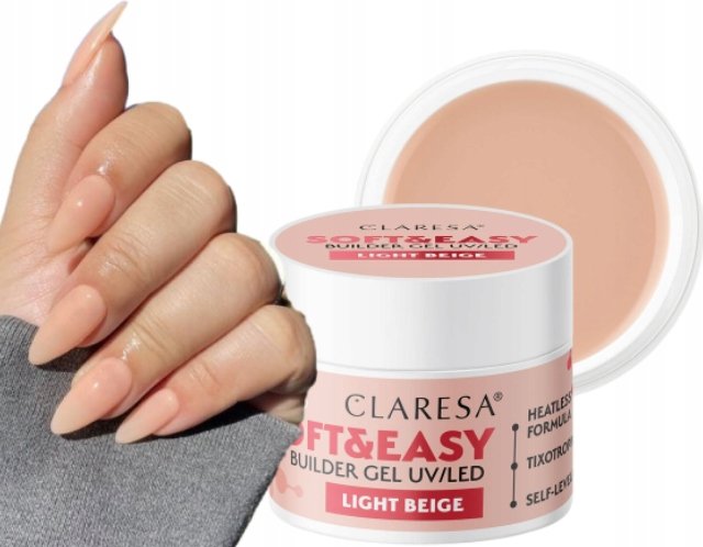 CLARESA SOFT & EASY ŻEL BUDUJĄCY DO PAZNOKCI Z TIKSOTROPIĄ LIGHT BEIGE 45G