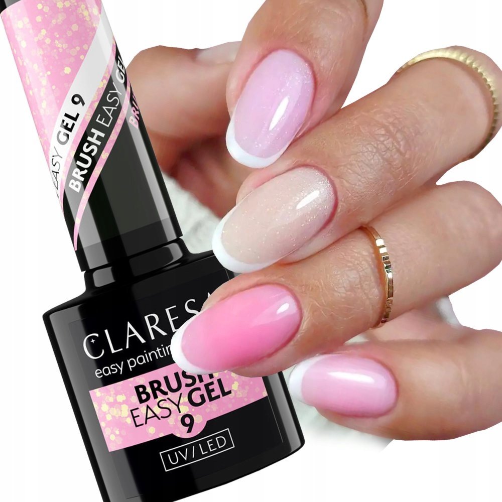 Claresa Brush Easy Gel Żel Do Paznokci W Butelce 9 Jasny Róż Z Drobiną