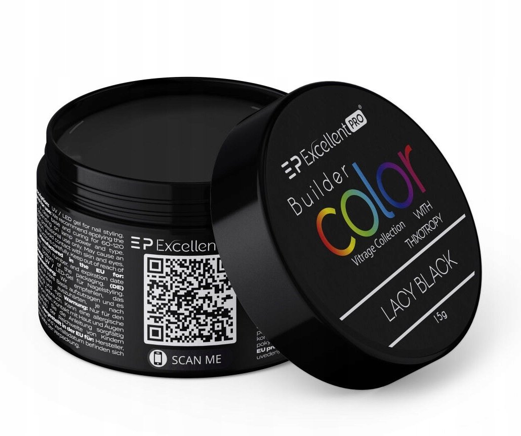 EXCELLENT PRO BUILDER GEL ŻEL BUDUJĄCY WITRAŻOWY LACY BLACK 15 g