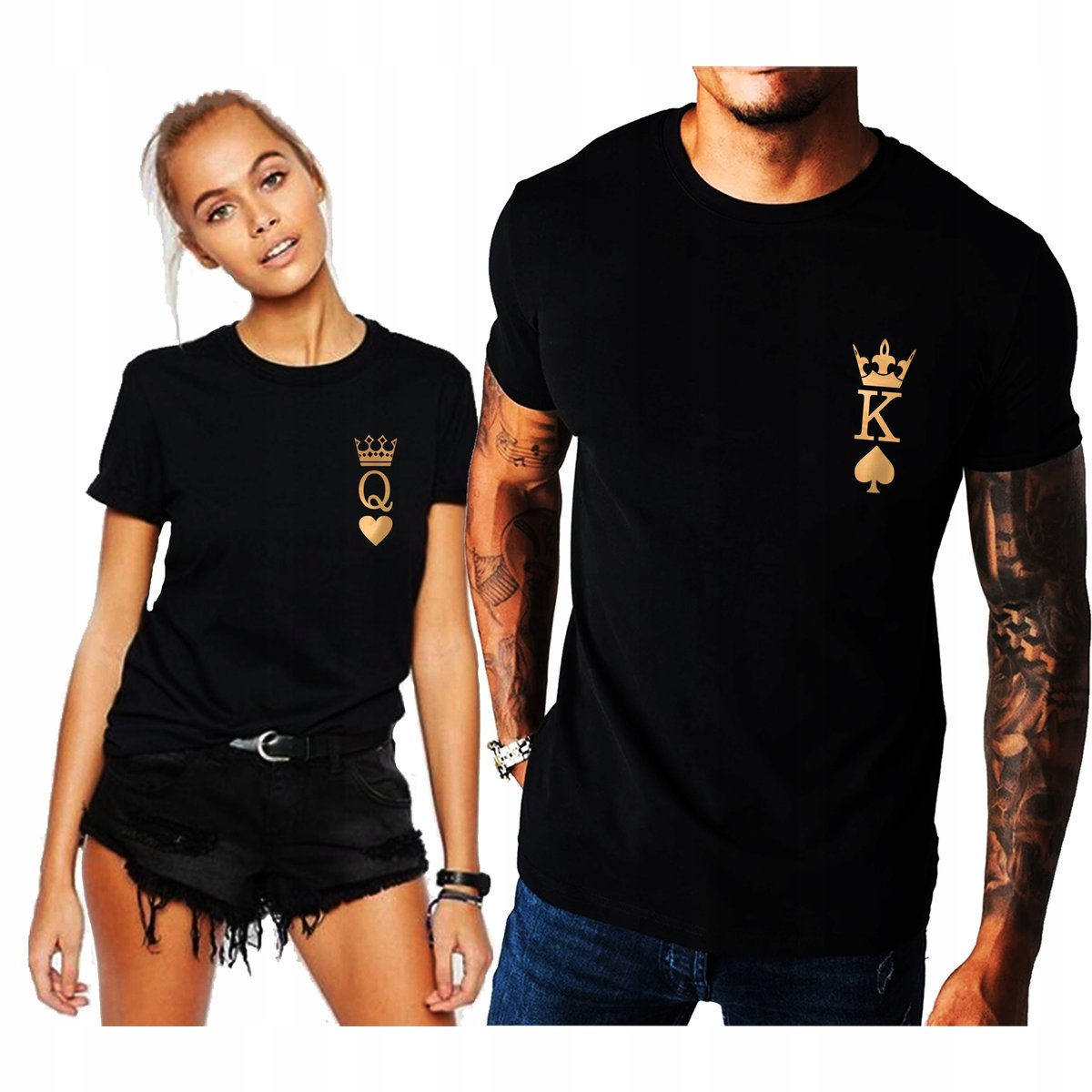 KOSZULKI DLA PAR KING PIK QUEEN KIER PREZENT DLA ZAKOCHANYCH WALENTYNKI M