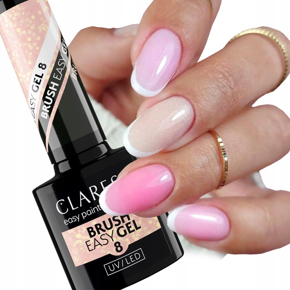 Claresa Brush Easy Gel Żel Do Paznokci W Butelce 8 Beż Z Drobiną