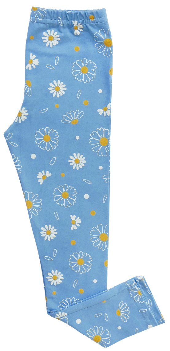 Getry legginsy print w kwiatki bawełniane slim wygodne do szkoły REVAJ 122 Niebieskie
