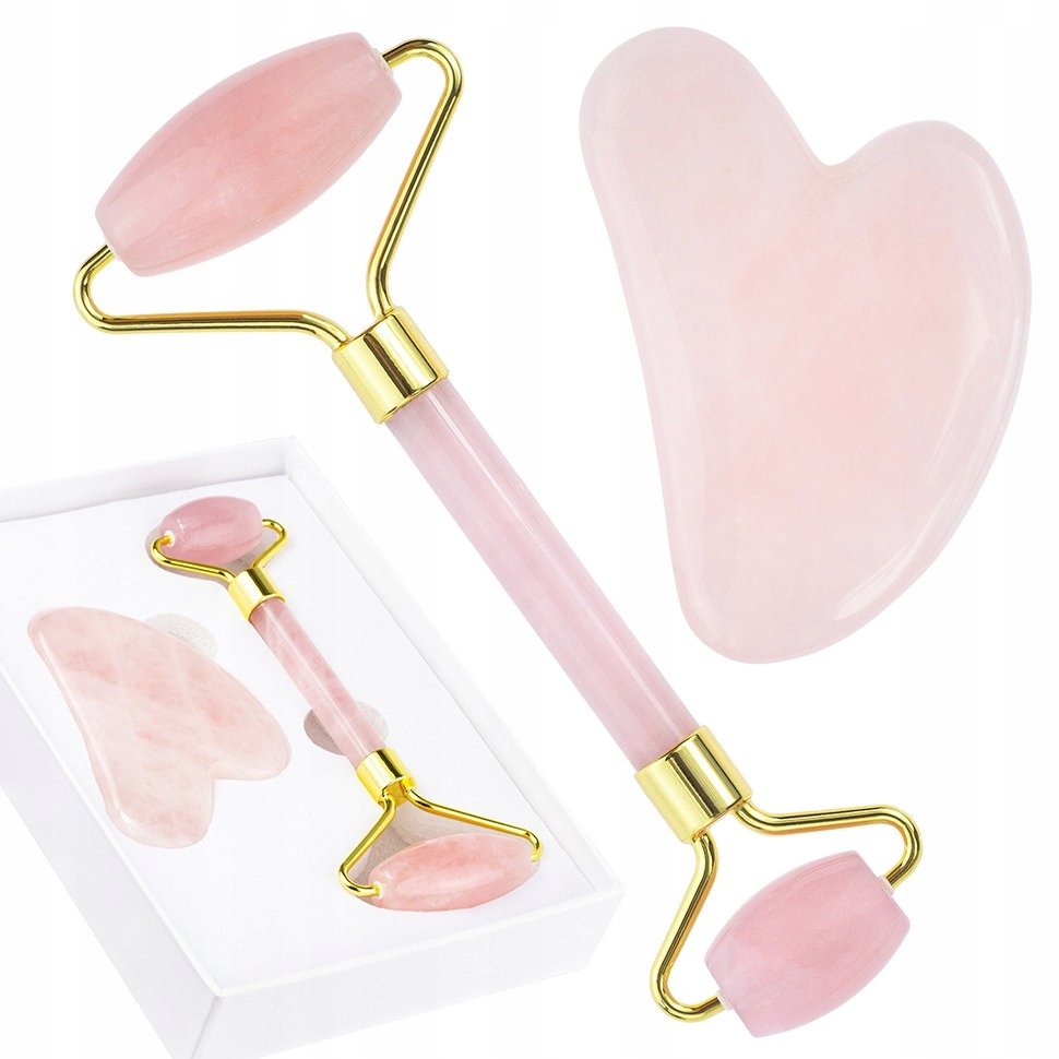 Zestaw Roller + Gua Sha Płytka Kwarcowe Pudełko