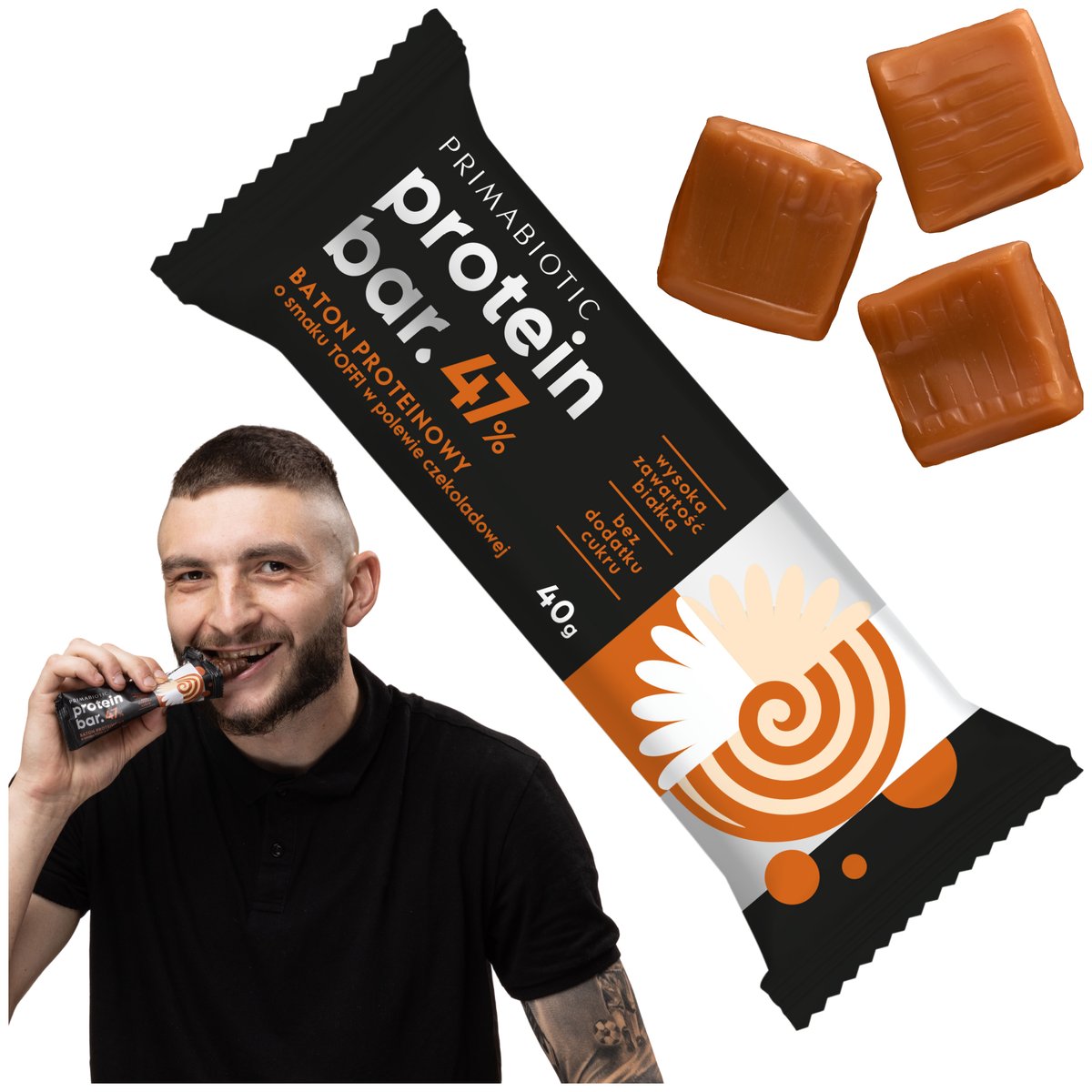 BATON PROTEINOWY PRIMABIOTIC PROTEIN BAR smak toffi 1szt. Białko Bez cukru