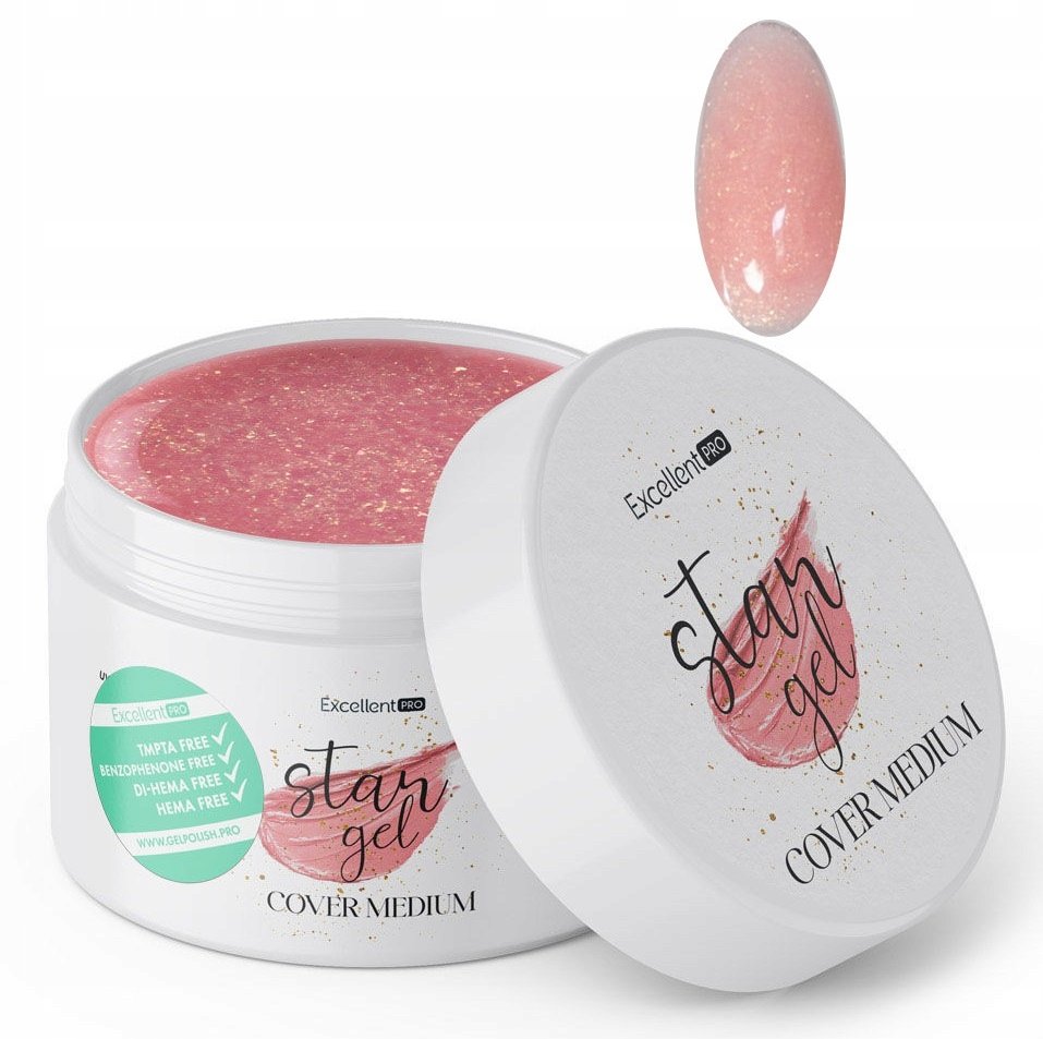 EXCELLENT PRO STAR GEL ZE ZŁOTĄ DROBINĄ ŻEL BUDUJĄCY COVER MEDIUM 50 g
