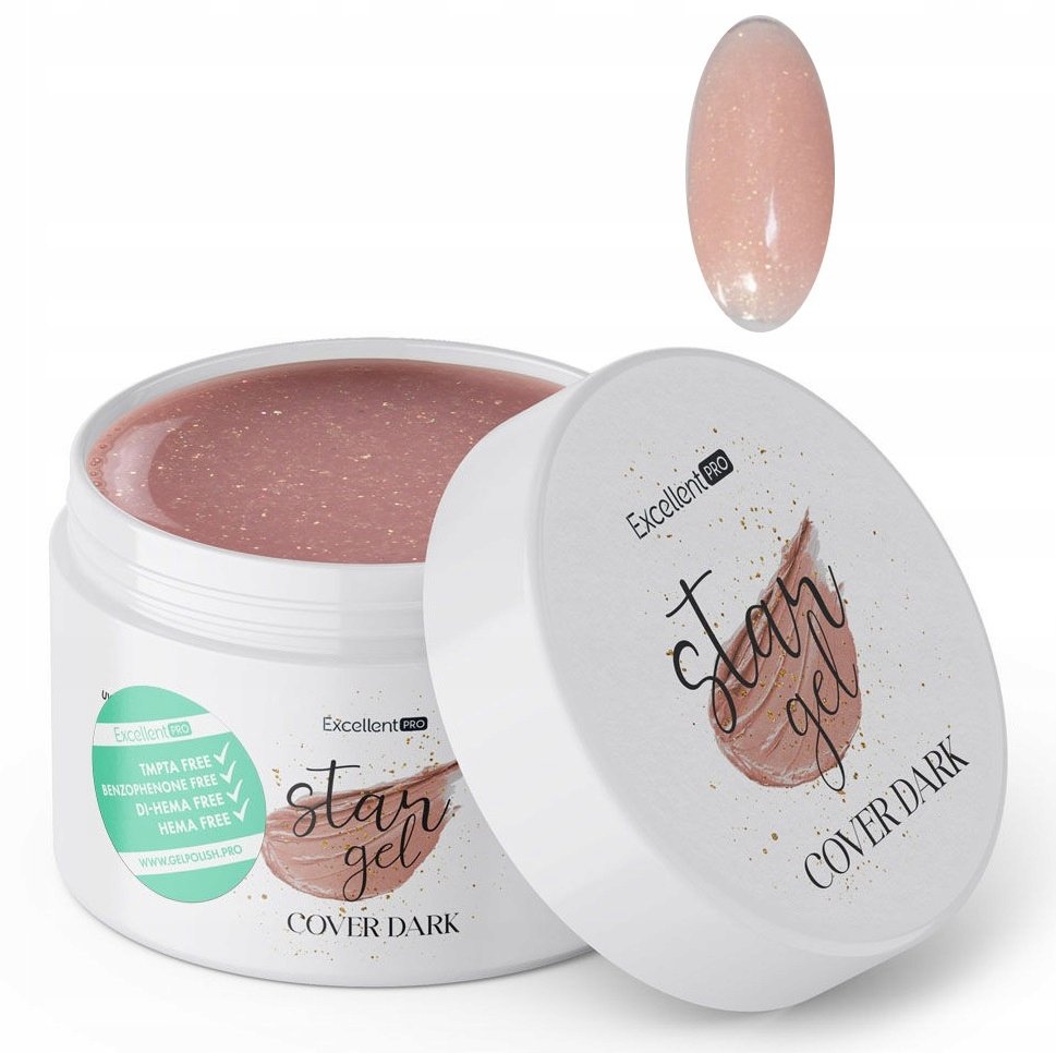 EXCELLENT PRO STAR GEL ZE ZŁOTĄ DROBINĄ ŻEL BUDUJĄCY COVER DARK 15 g