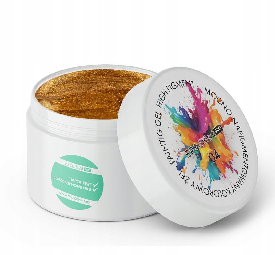 Excellent Painting Gel Mocno Napigmentowany Żel Do Zdobień 04 Złoty 5 Ml